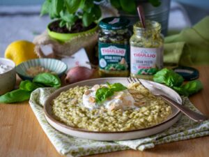 risotto al pesto con stracciatella