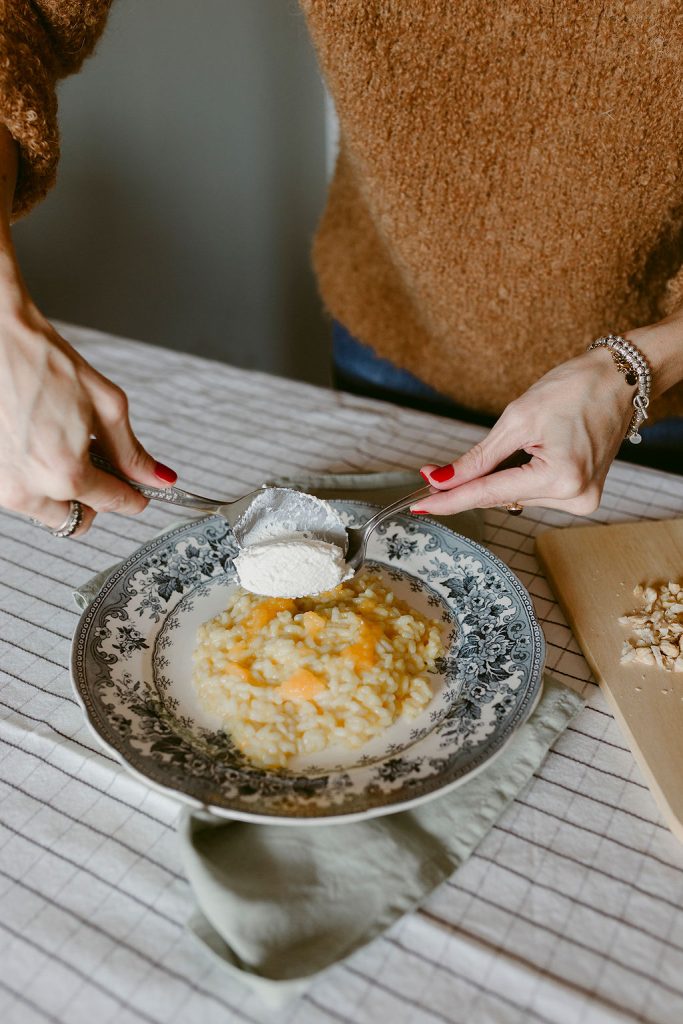 Risotto alla zucca, caprino e nocciole