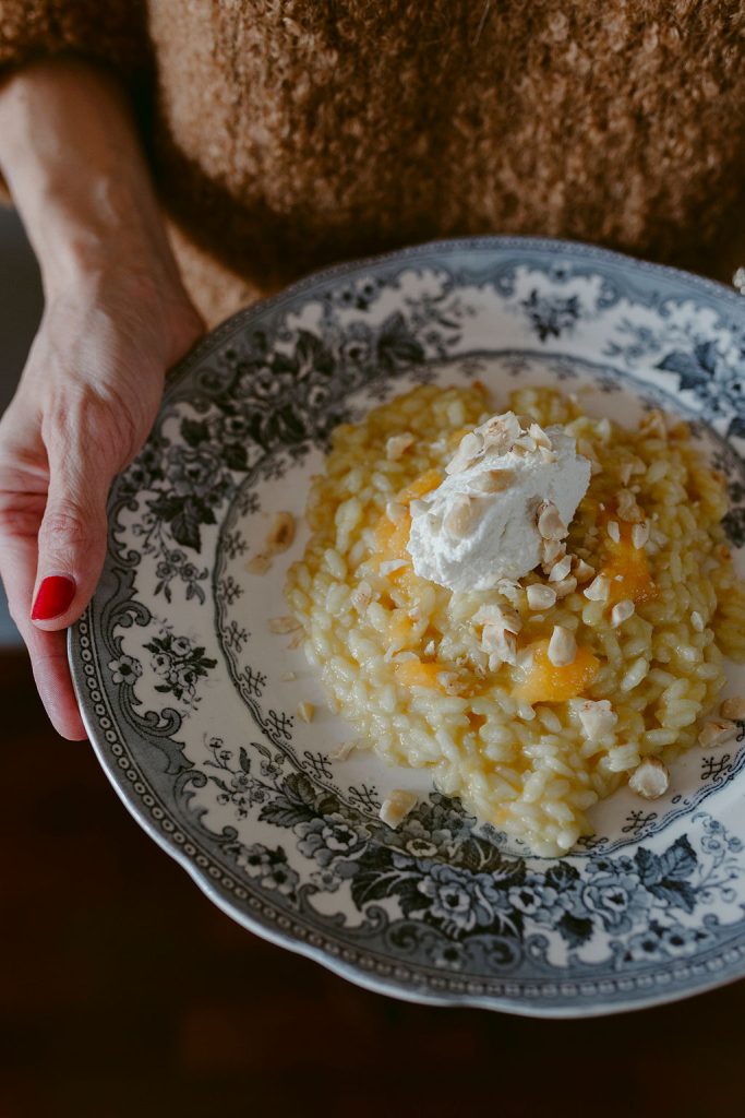 Risotto alla zucca, caprino e nocciole